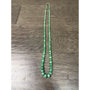 Vintage Banded Green Agate Beaded Necklace Graduated Beads